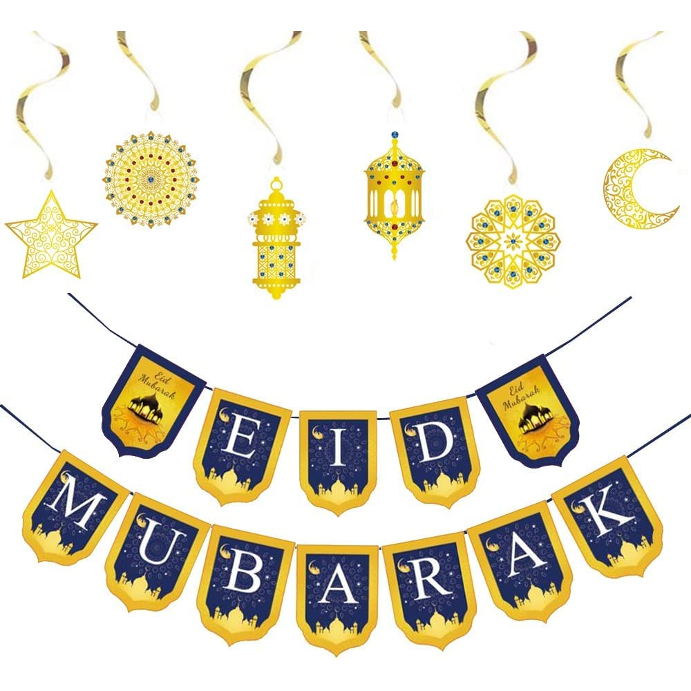 Sg Seller Eid Mubarak Banner Bunting Gold Ramadan Mubarak Banner Ramadan Hanging Decorations