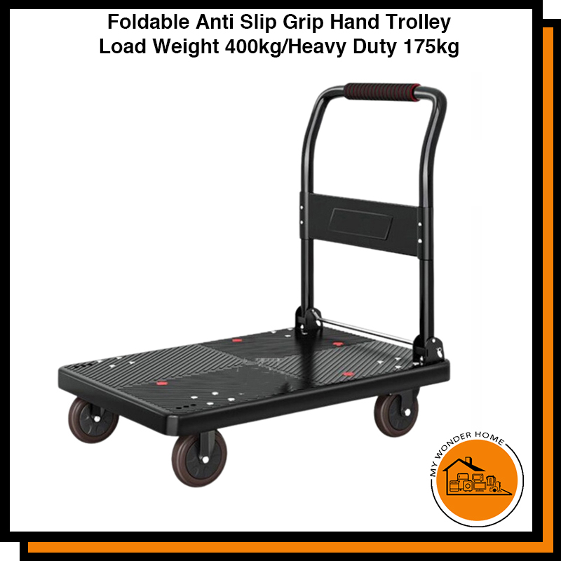 MyWonderHome SG STOCK Premium Black Foldable Trolley Platform Shopping