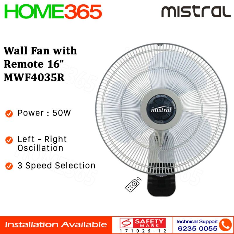 Mistral Wall Fan with Remote 16