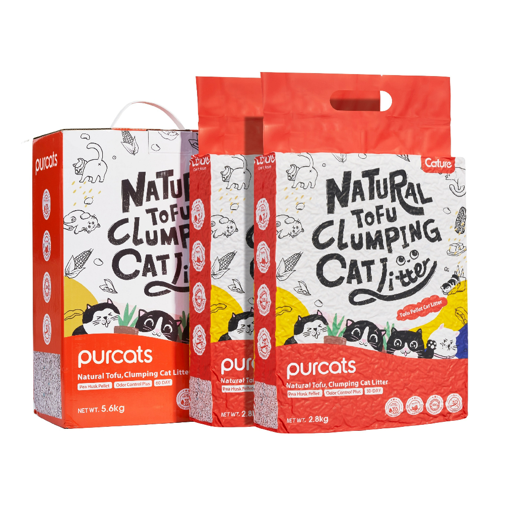 Cature Purcats Natural Tofu Clumping cat litter with Zeolite/Bentonite