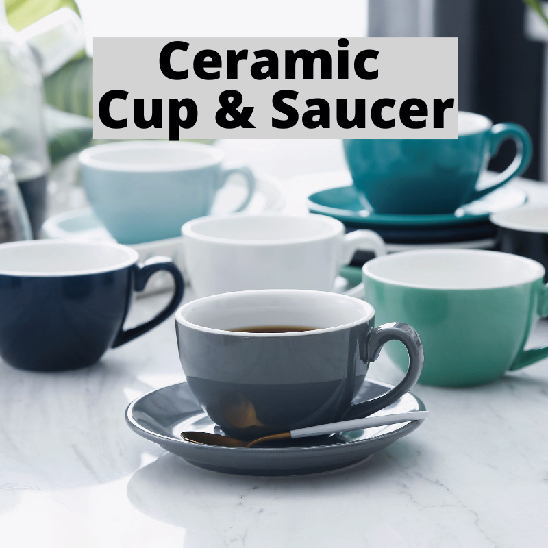 {SG} 250ml Ceramic Coffee Cups & Saucers Porcelain Cappuccino Cups with Saucer Demitasse Cup