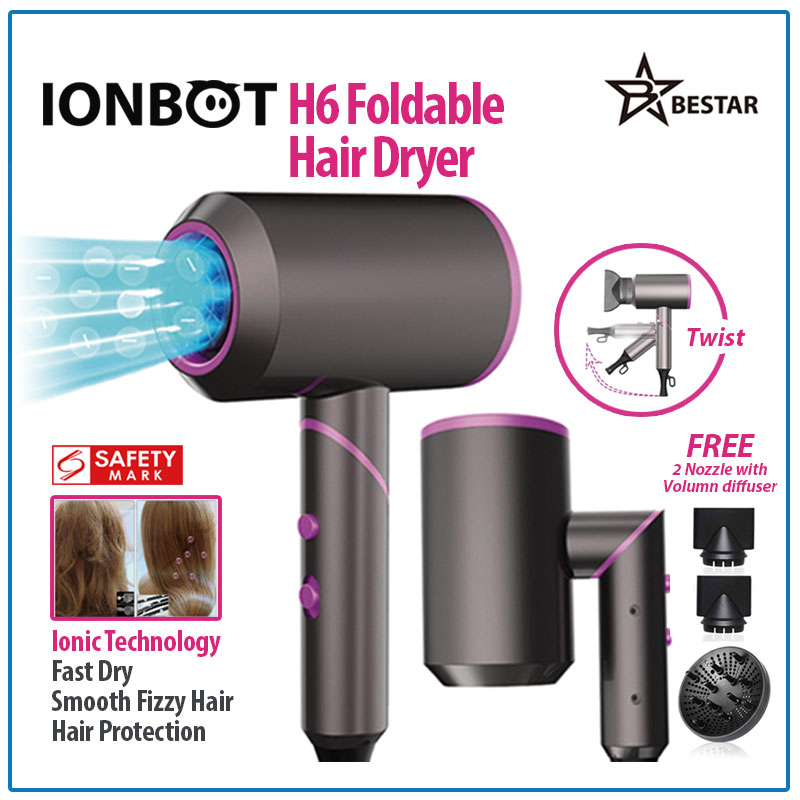 IONBOT H6 Foldable Hair Dryer /H5 Hairdryer Ioniser Technology | Shopee ...
