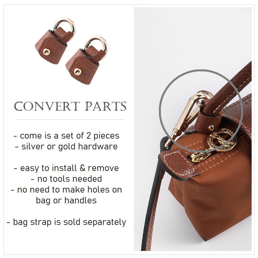 Conversion Parts and Strap for Longchamp Pouch with Handle