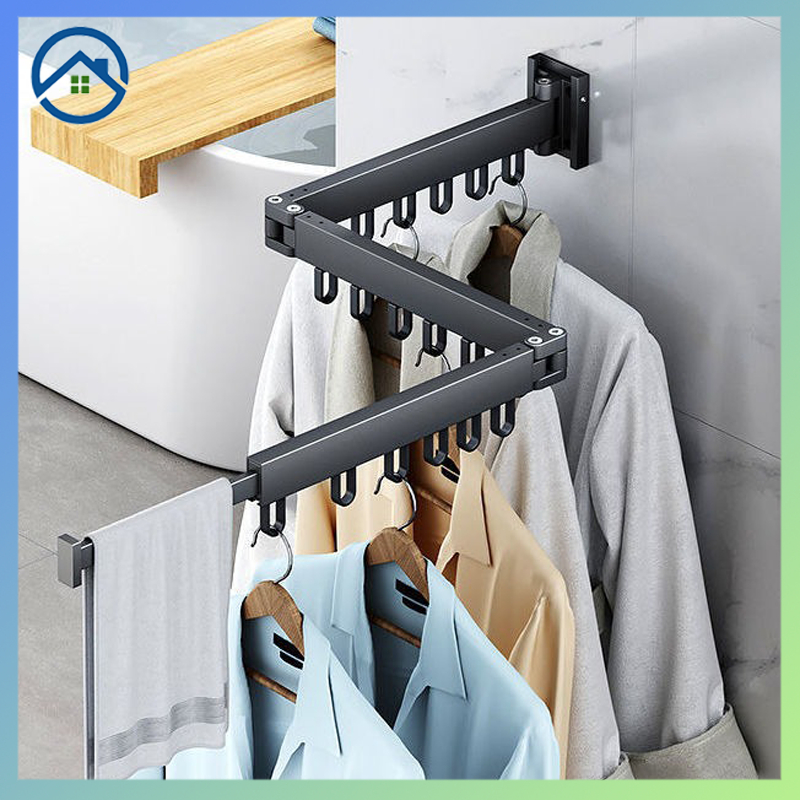 Folding clothes hanger Wall hanging balcony clothes hanger Household