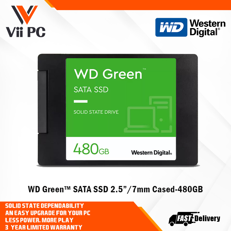 Western Digital 480GB WD Green Internal SSD Solid State Drive - SATA III 6  Gb/s, 2.5/7mm, Up to 545 MB/s - WDS480G3G0A