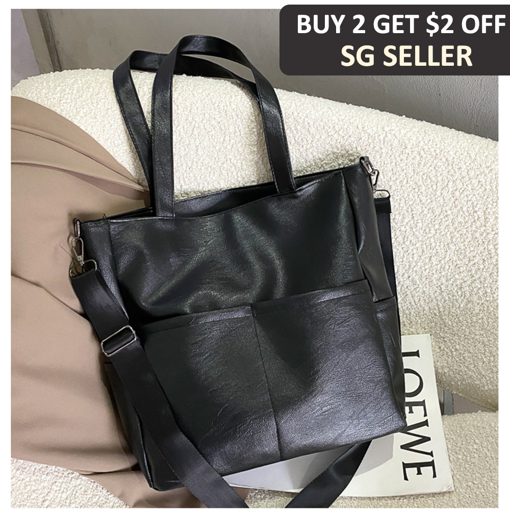 SG Ladies Minimalist Tote Bag Leather Women's Tote Bag Large Shoulder