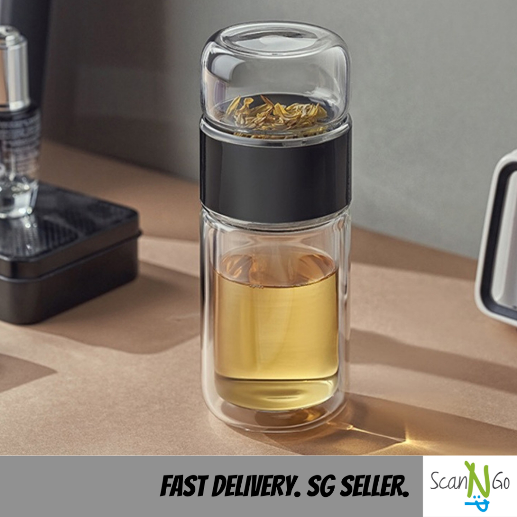 [SG Seller] Tea GLASS FLASK Hot Water Cup Tea Strainer Mug Beverage ...
