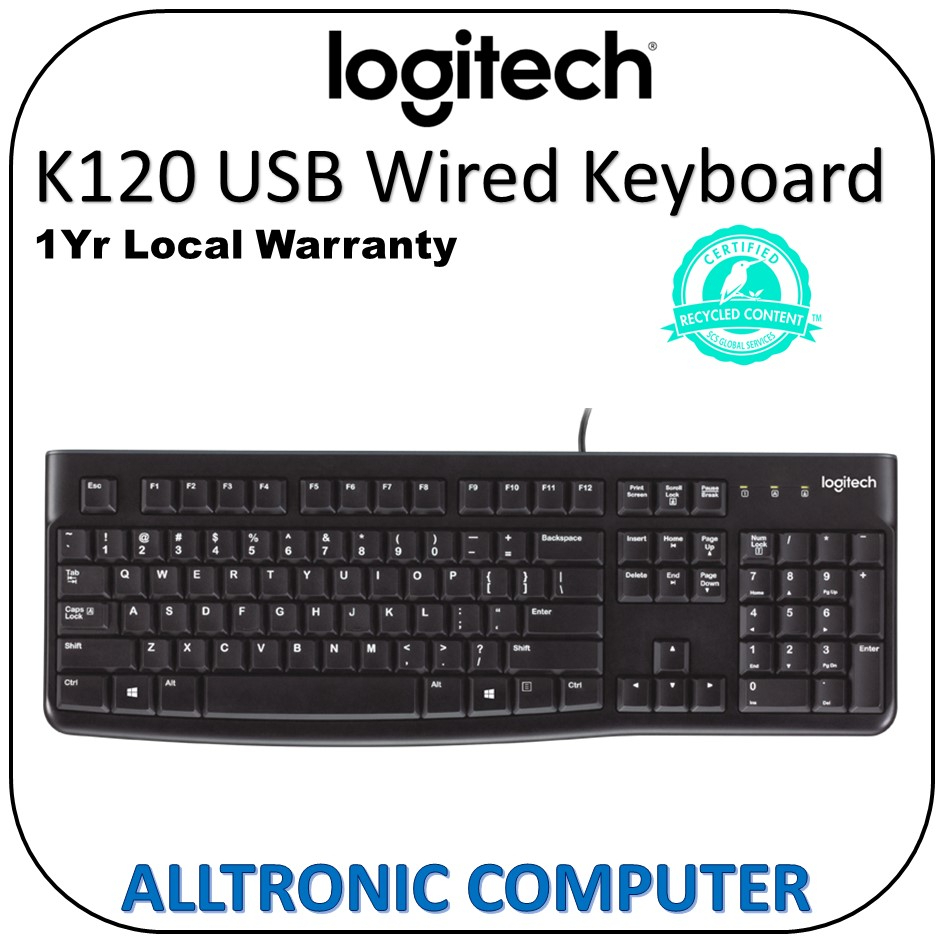 Logitech K120 Usb Wired Keyboard  Comfortable And Quite Typing  1yr 