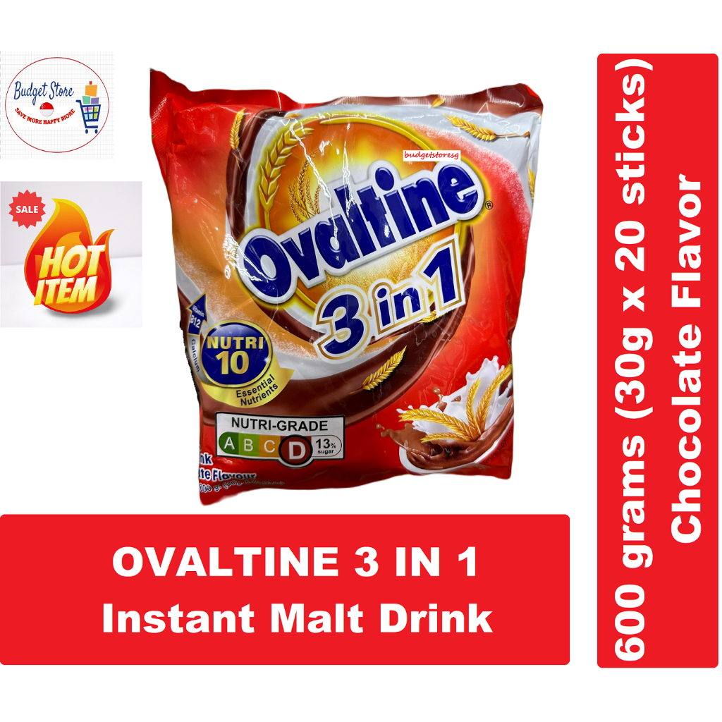 Ovaltine 3 in 1 Instant Malt Drink Sachets Chocolate Flavor 600 grams(30grams x 20 sticks