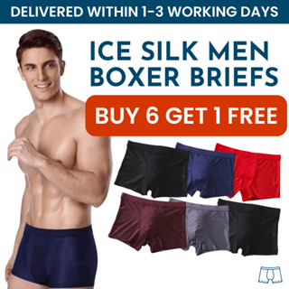 Breathable Ice Silk Boxer Shorts for Men Sexy Middle Waist Loose