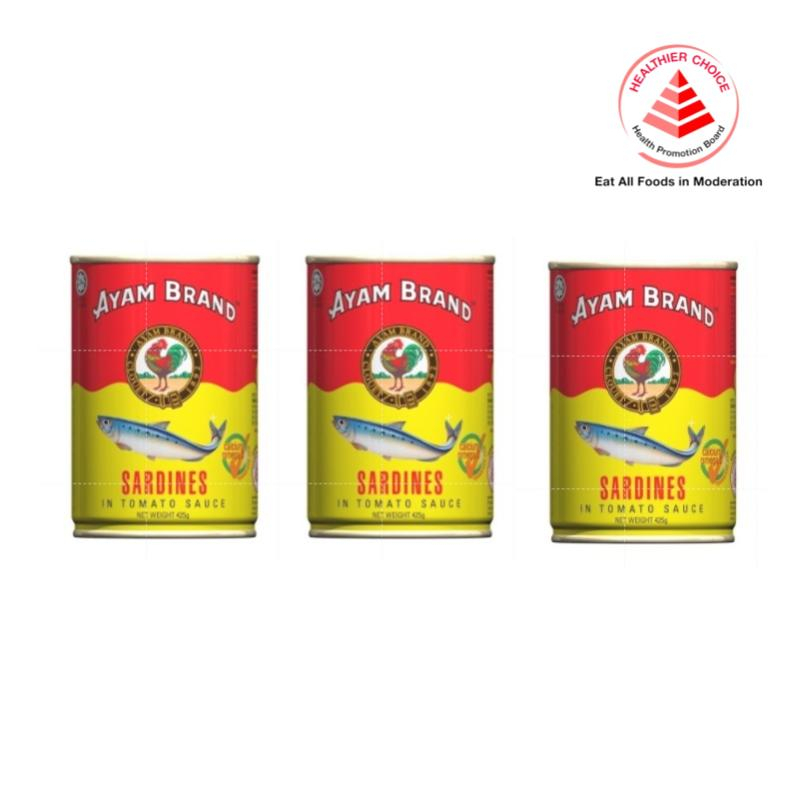 [Bundle of 3] Ayam Brand Sardines in Tomato Sauce 425g (Halal) Shopee