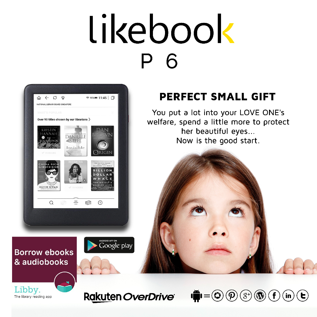 Meebook / Likebook P6 (6 inch) Eink Carta 300 ppi Andorid OS eReader ...