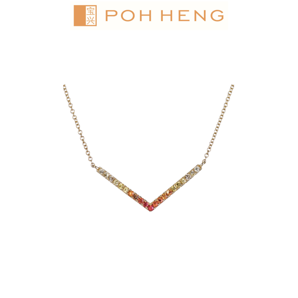 Poh Heng Jewellery 18K Gold Multi Coloured Sapphire Necklace