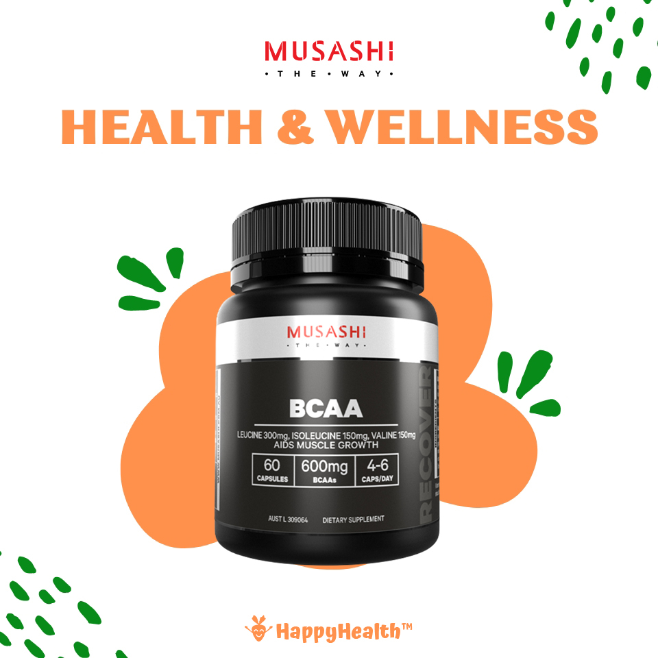 [Best Price I Cashback] Musashi BCAA 60 Capsules [HappyHealth