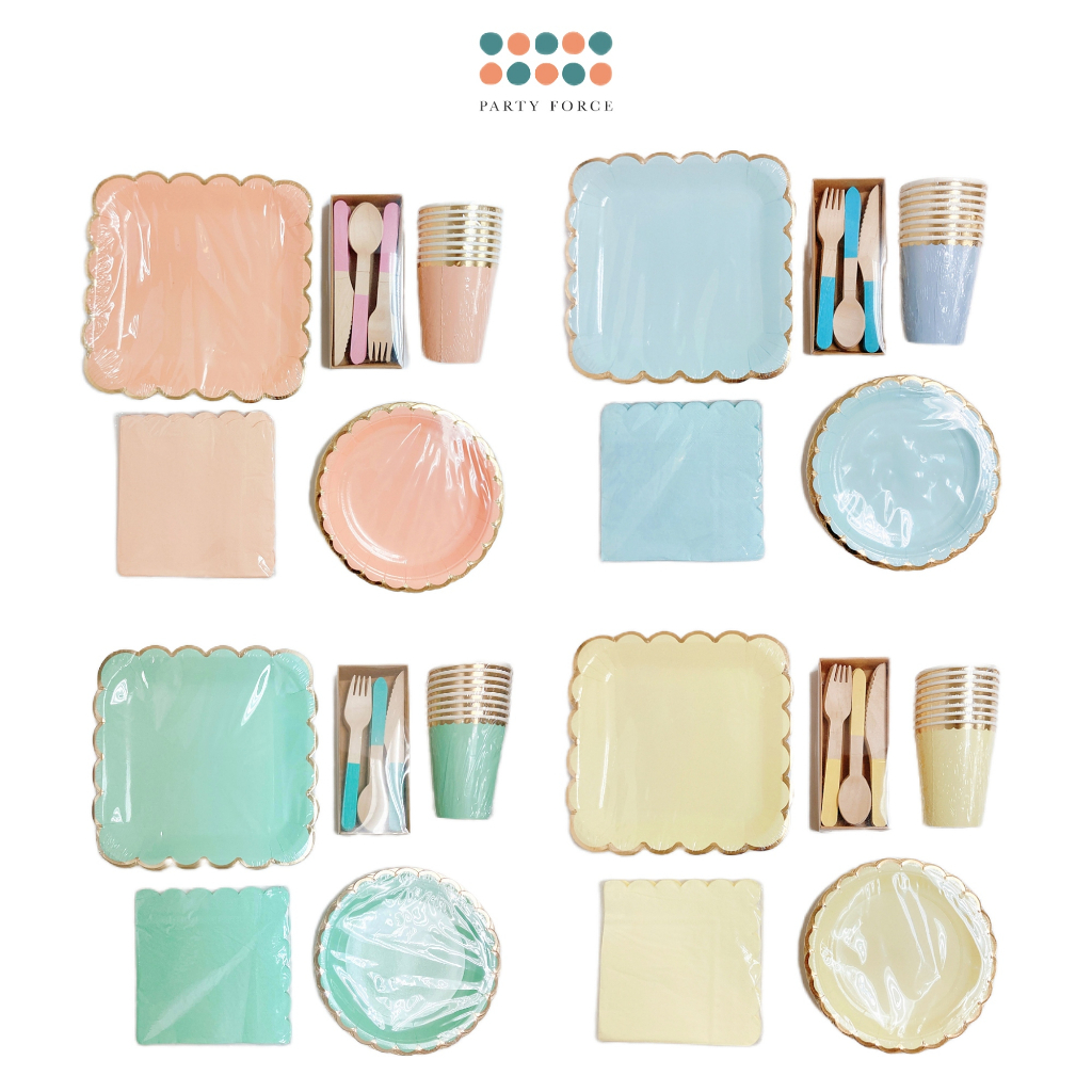 Candy color plates paper plate sets for birthday party wedding events