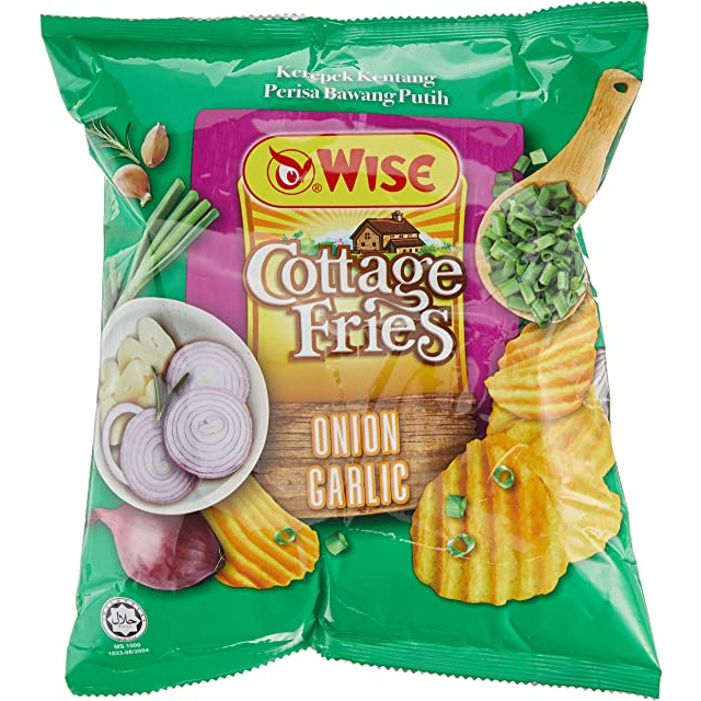 Wise Cottage Fries Potato Chips, Onion Garlic, 65 grams (2pack
