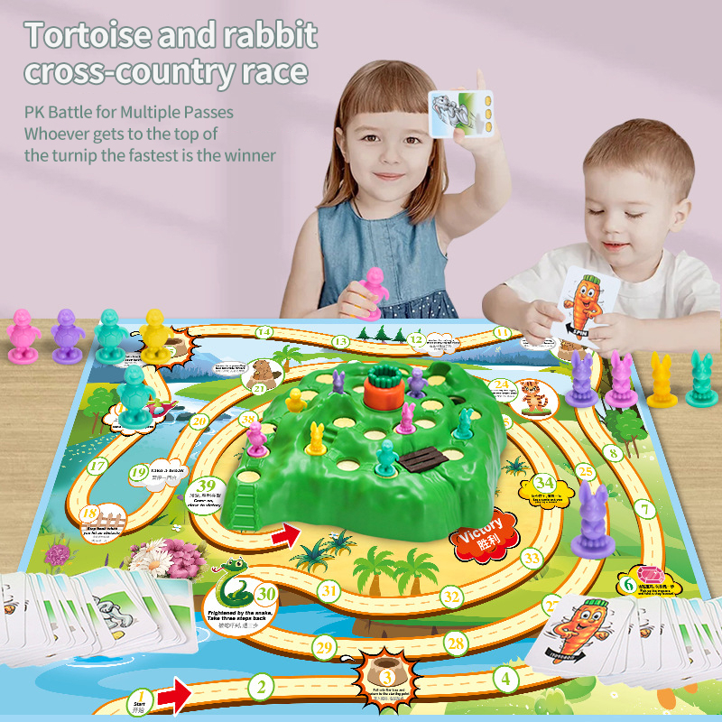 Rabbit trap children turtle rabbit race toy cross-country race safeguard radish parent-child interactive desktop game