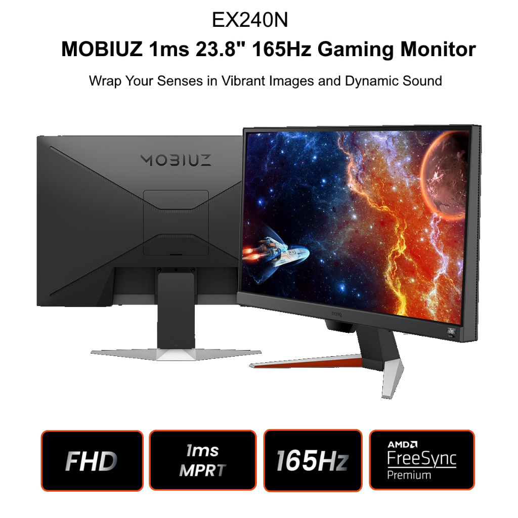 BenQ Mobiuz EX240N Écran Gaming 23.8" - Full HD, 165Hz, 1ms - Compatible PS5 Et Xbox Series X