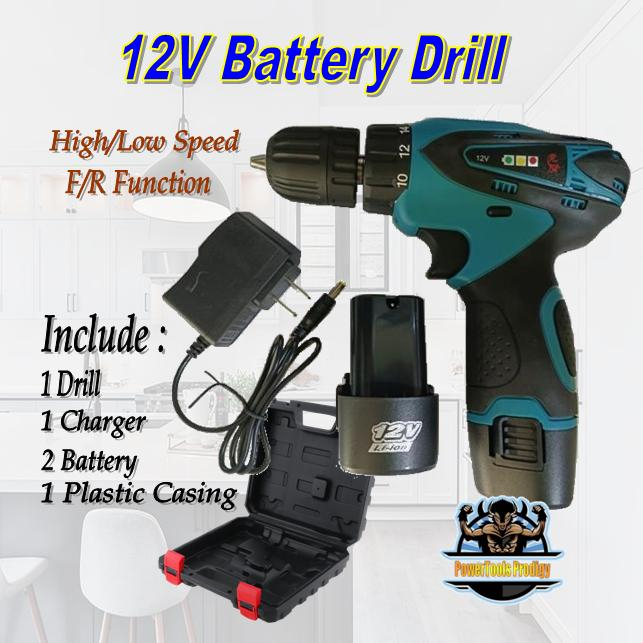 PTP 12V CORDLESS DRILL DRIVER/ ELECTRIC DRILL WITH 2 BATTERIES AND 1