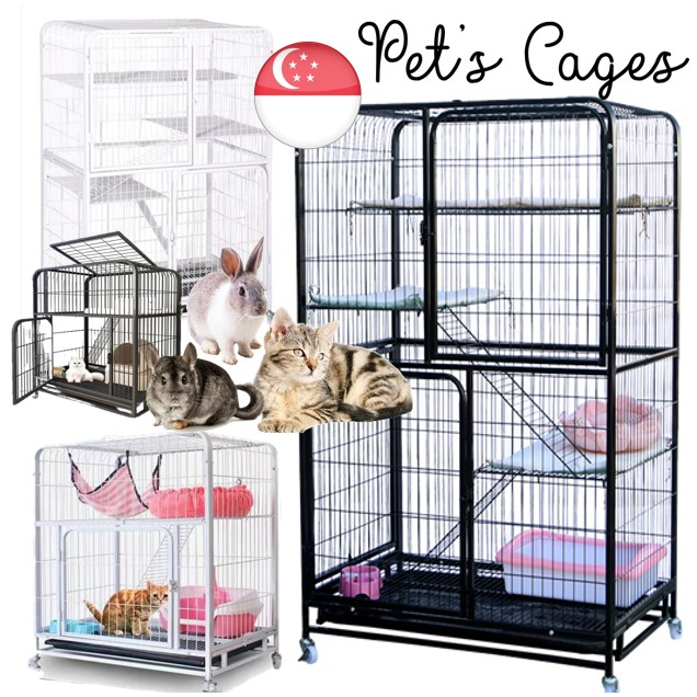 SG INSTOCKS Cat Cage Chinchilla Rabbit House Cage Metal Tall 2