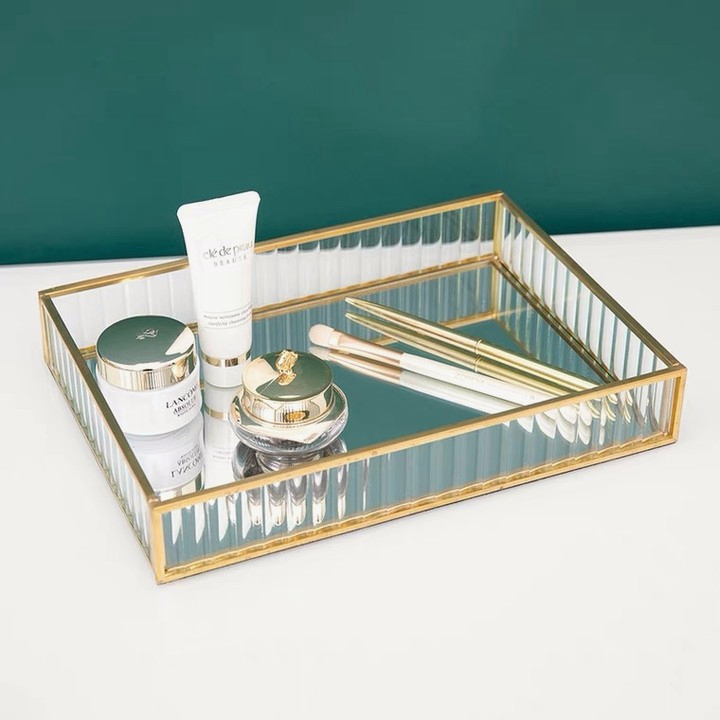 {SG} 25cm 30cm Nordic Glass Tray Jewellery Tray Luxury Glass Storage Tray Serving Tray Organizer