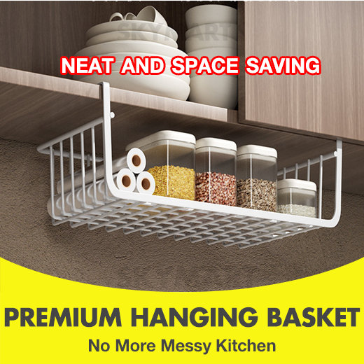 Hanging Basket Rack Wardrobe Clothes Hook Under Shelf Storage Laundry ...