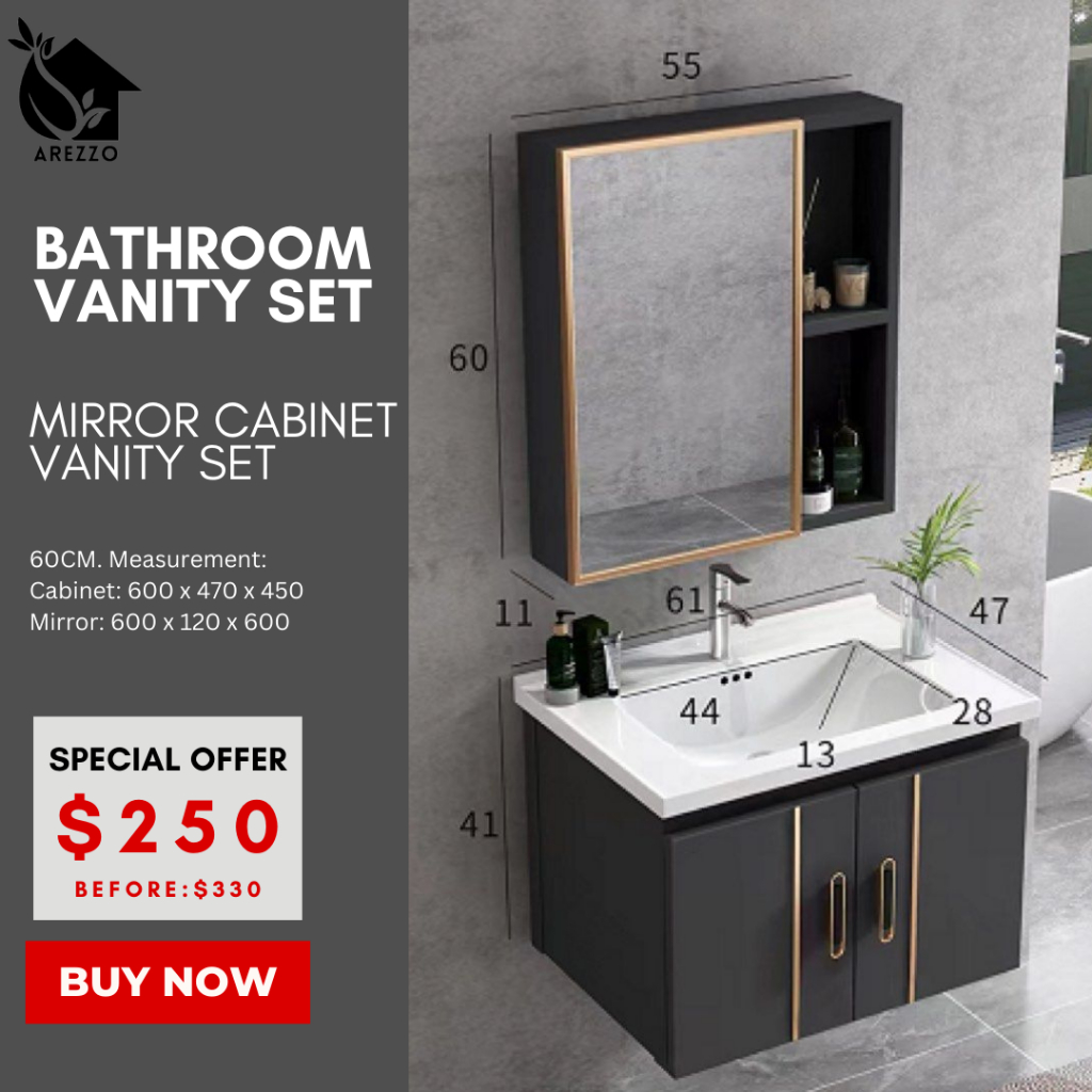 SG Stocks 60 / 70/ 80CM. Bathroom Vanity Mirror Set / Bathroom