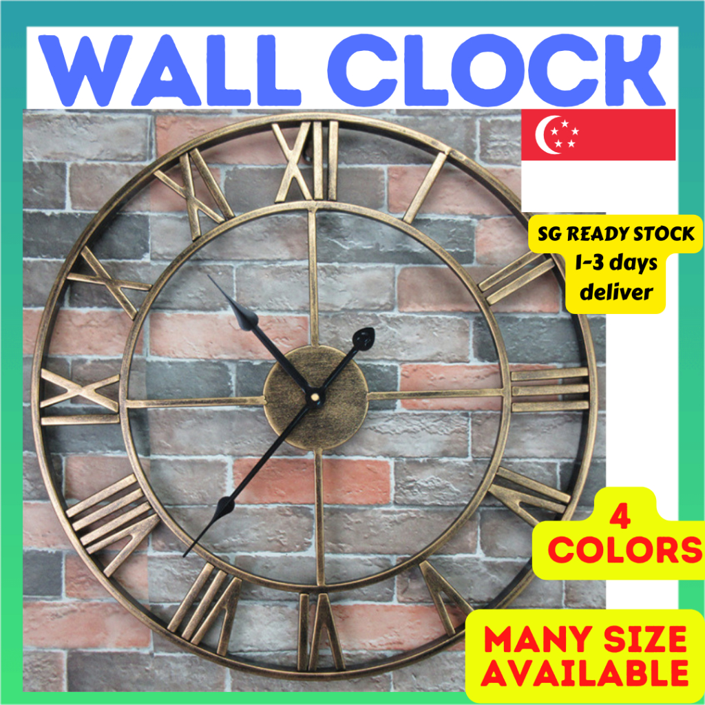 [SG SELLER]BIG 60 CM CLOCK CLASSY WALL CLOCKS METAL WROUGHT IRON ROMAN