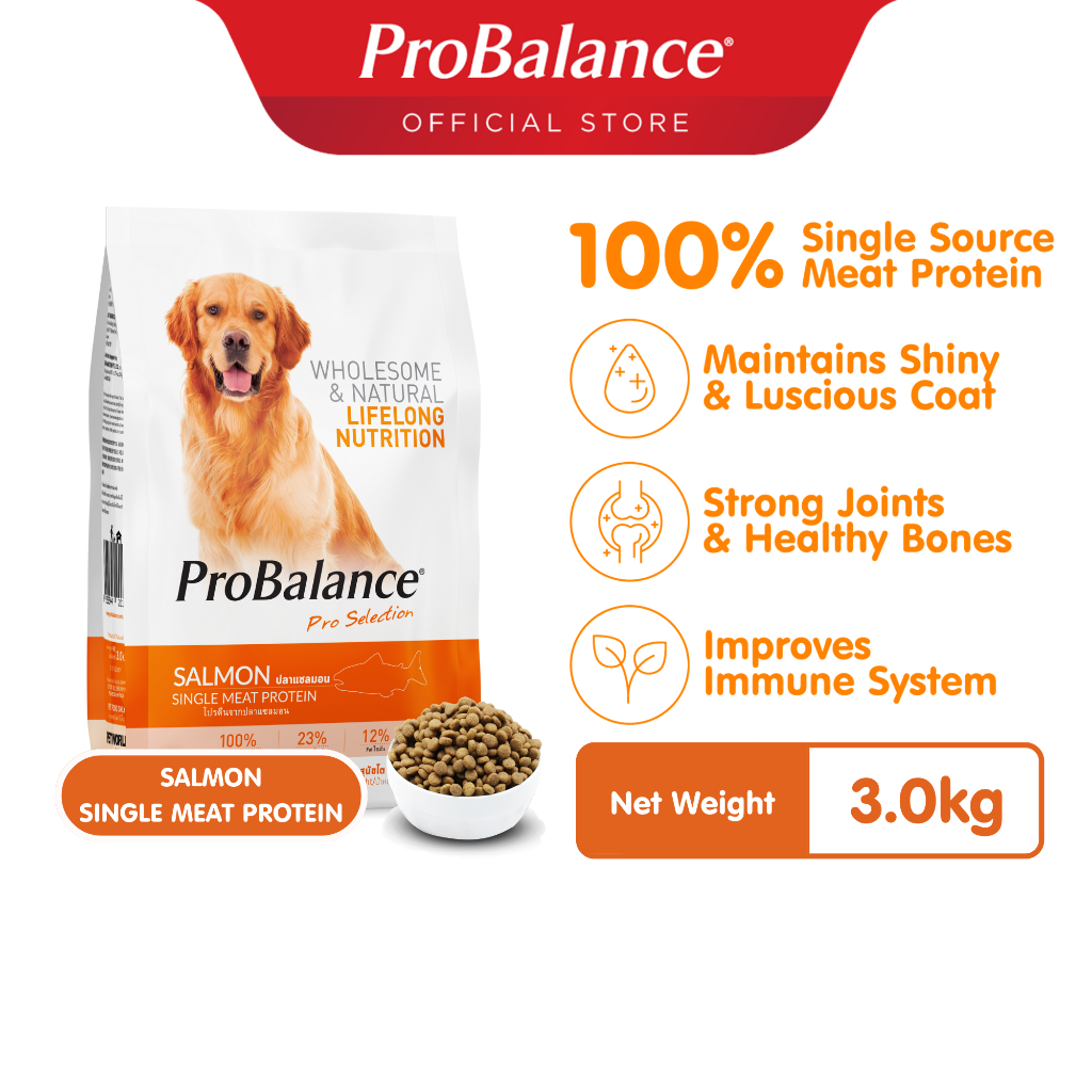 ProBalance 100 Single Source Meat Adult Dry Dog Food Salmon 3Kg