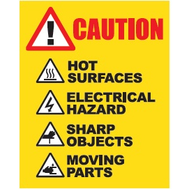CAUTION - HOT SURFACE-ELECTRICAL HAZARD-SHARP OBJECTS-MOVING PARTS ...