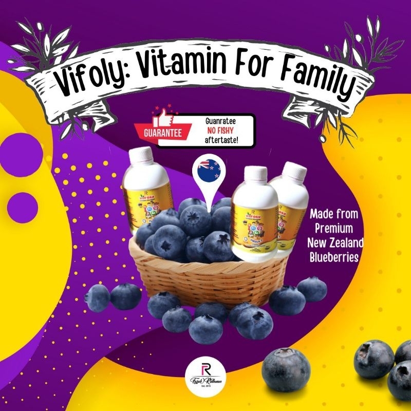 VIFOLY JUICE-Vitamin For Family-Vitamin C- DHA-Salmon Fish Oil- Kids Above 1 yr Old/For Pregnant/Breastfeeding Mum