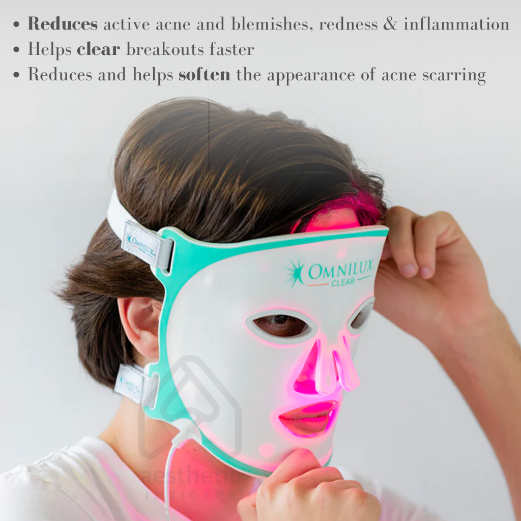 OMNILUX CLEAR FOR ACNE Flexible Silicone Blue & Red LED Face Mask
