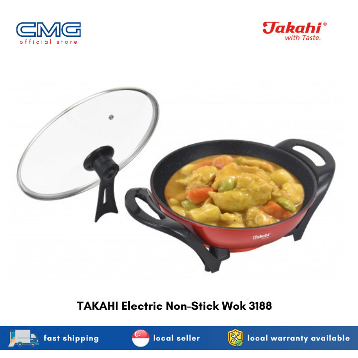 TAKAHI Electric NonStick Wok 2188 / 3188 1 Year Warranty Shopee Singapore