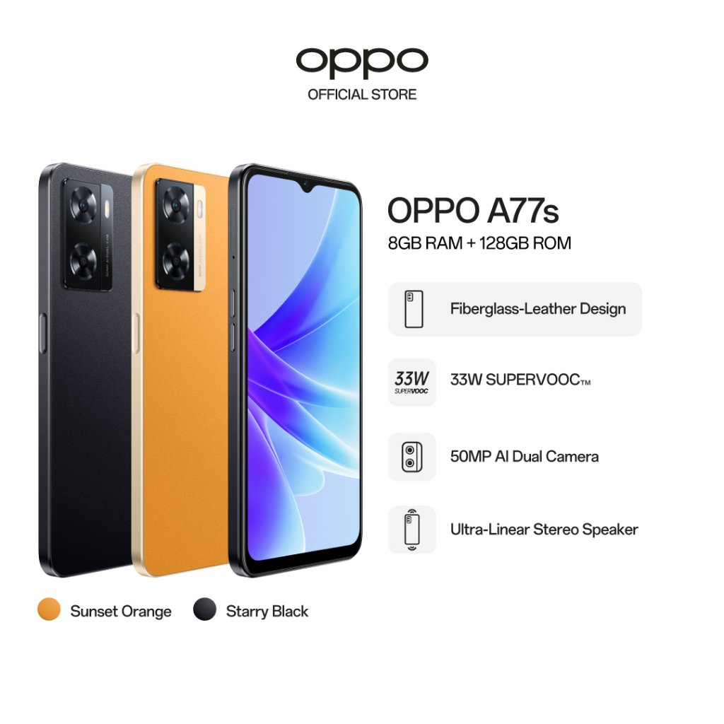 OPPO A77s / Fiberglass-Leather Design / 33W SUPERVOOC / 8GB RAM ...