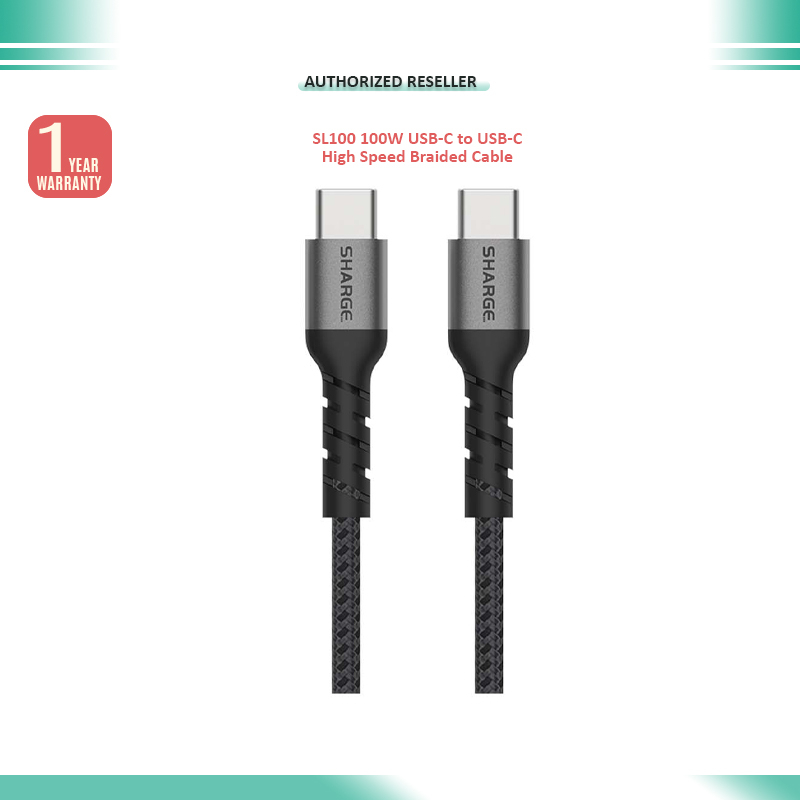 SL100 100W USB-C to USB-C High Speed Braided Cable 1.5m E-marker Chip ...