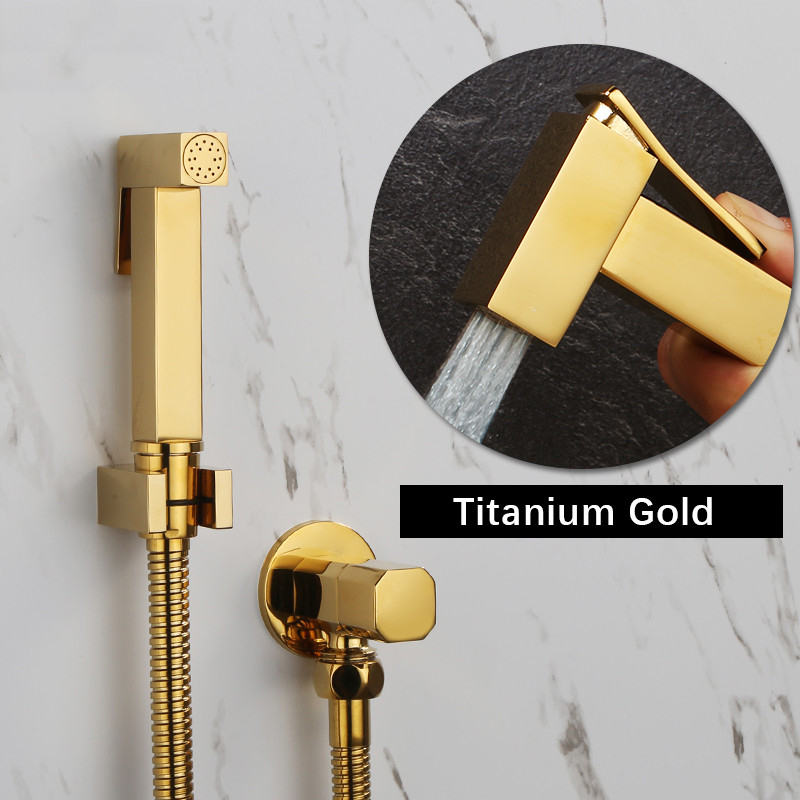 Bathroom Toilet Bidet Tap Kit Gold Wall Mounted Solid Brass Bidet
