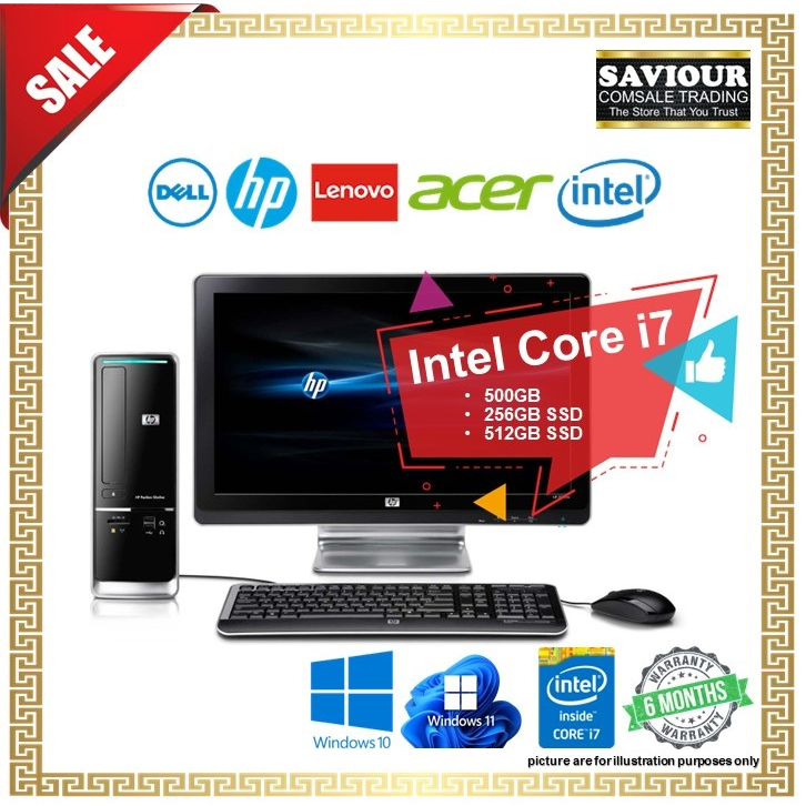 Refurbished - Random Model HP Lenovo Acer Dell Intel core i7 Home & Business Desktop PC & Monitors 6 months warranty