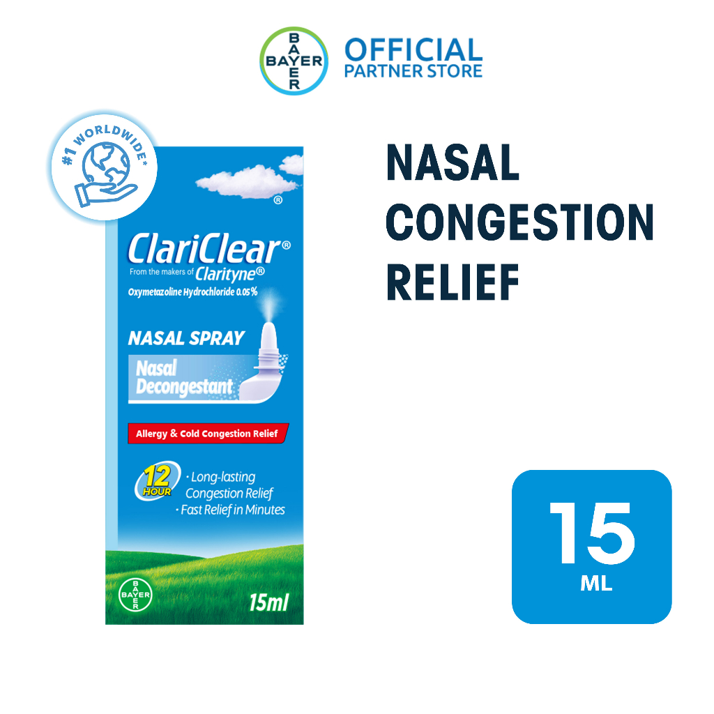 Clariclear Fast Acting 12 Hours Nasal Decongestant Spray 15ml Exp Sept