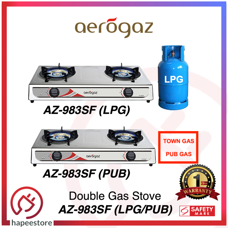 Aerogaz Table Top Double Gas Stove (LPG/PUB) AZ983SF Shopee Singapore