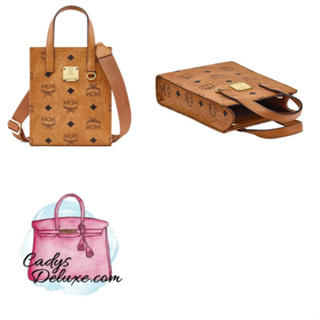 MCM Klassik Mini Top Handle Bag in Visetos Aren Tote size-X-Mini /  color-COGNAC