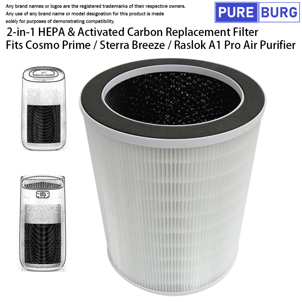 Fits Cosmo Prime/Sterra Breeze/Raslok A1 Pro/EuropAce EPU 5550z Air purifier Replacement HEPA