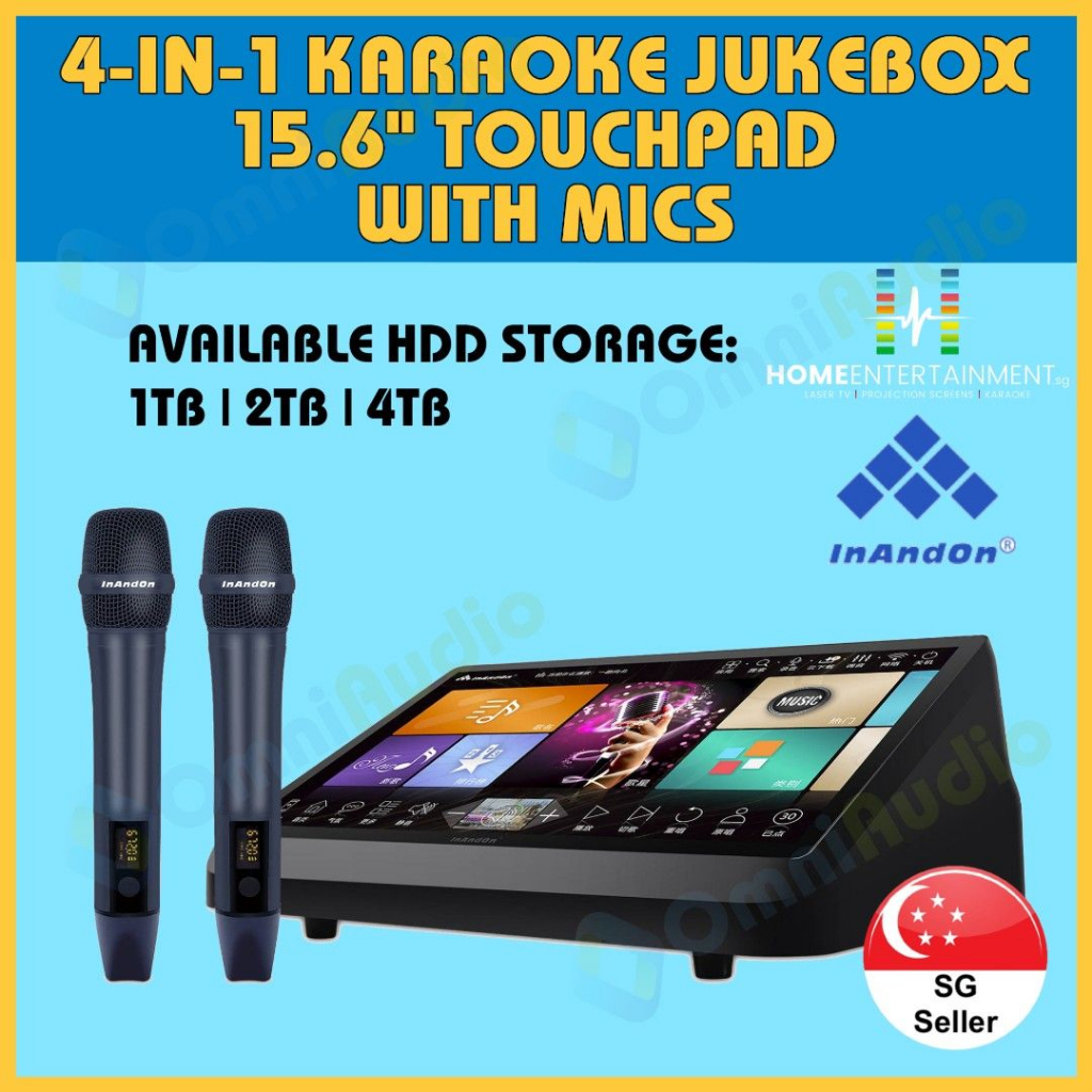 [ORIGINAL INANDON] INANDON 4IN1 KARAOKE SYSTEM WITH 2X WIRELESS MICS WITH 480,000+ SONG