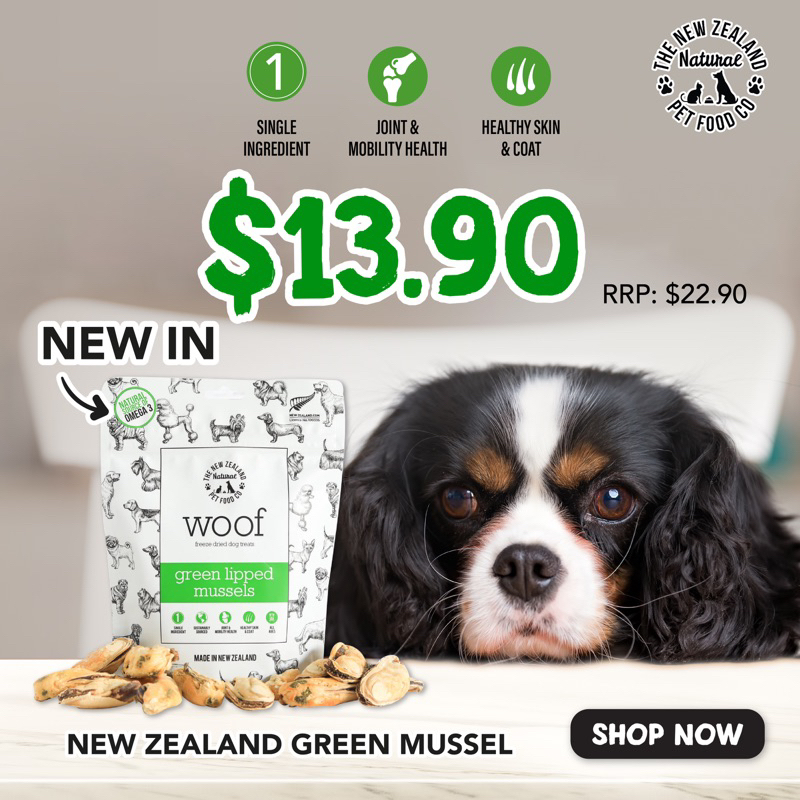 NZ Natural WOOF FreezeDried Green Lipped Mussel Treats for Dogs (50g