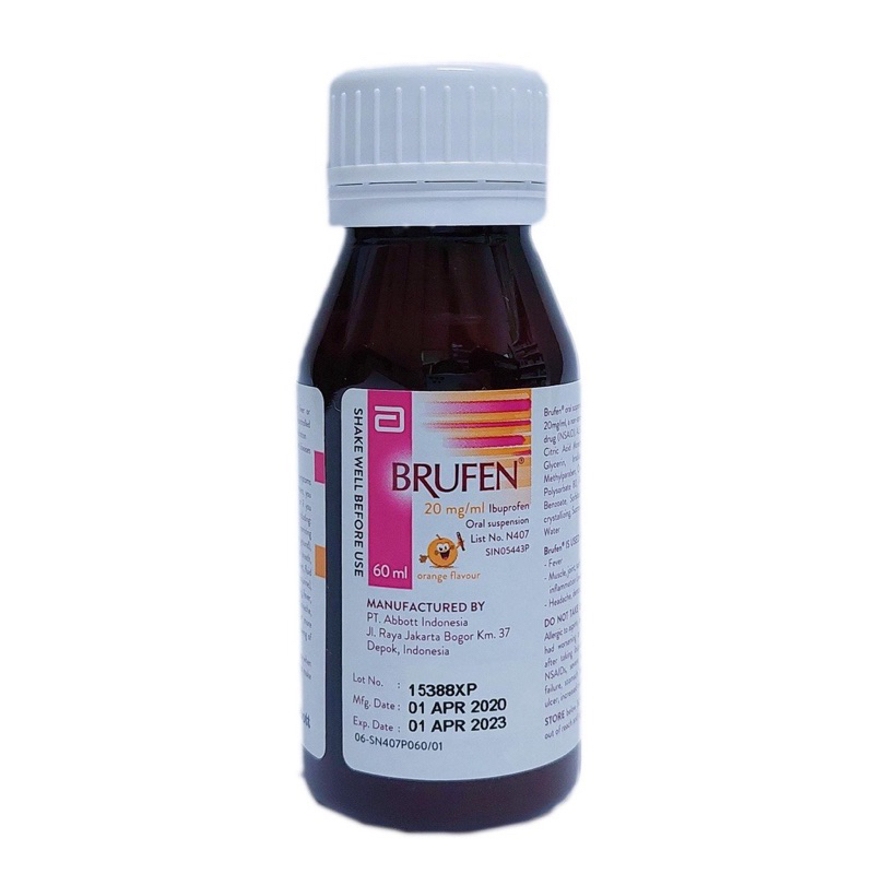 IBUPROFEN (BRUFEN) 100MG PER 5ML ORAL SUSPENSION 60ML EXPIRING 2025