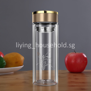 Cheer.US 420ML Glass Water Bottles, Glass Juicing Bottles Jars