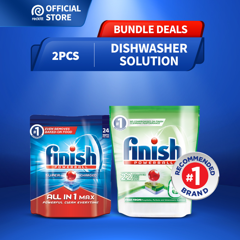 [Mix] Finish All In One Max PowerBall Dishwasher Tablets 24s + Finish 0 PowerBall Dishwasher