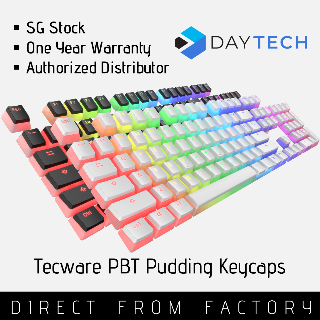 Tecware PBT Pudding Keycap Set , Doubleshot in White or Black in 104