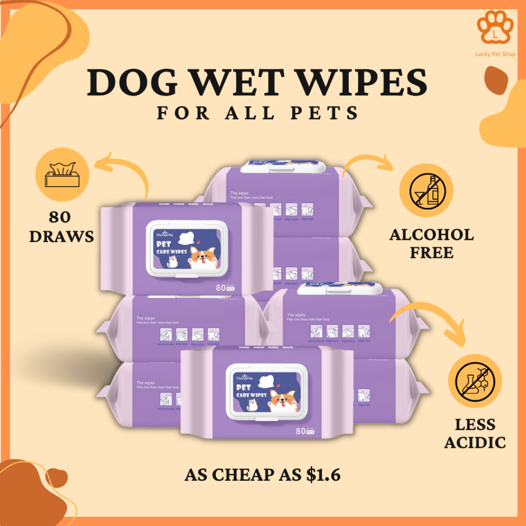 Dog Wet Wipes Pet Cleaning Wipes Cat Wipes 80pcs [READY STOCK] Shopee