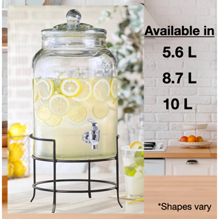 10L glass drink dispenser  Water container with tap, Drink dispenser, Glass