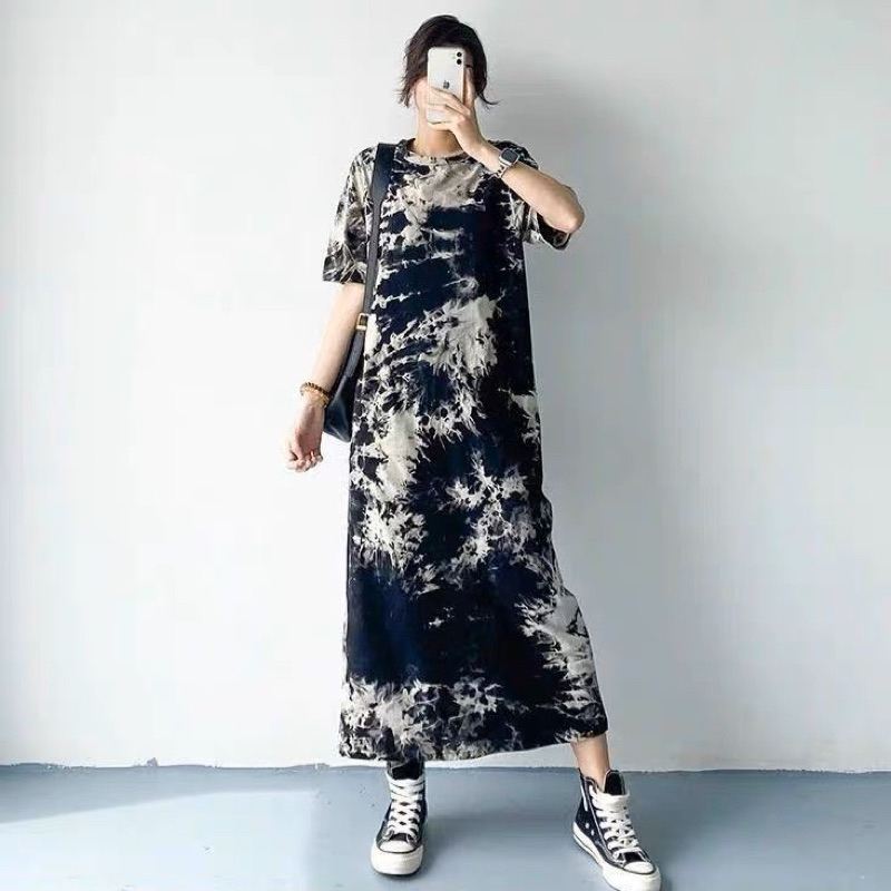 Black tie dye maxi dress hot sale